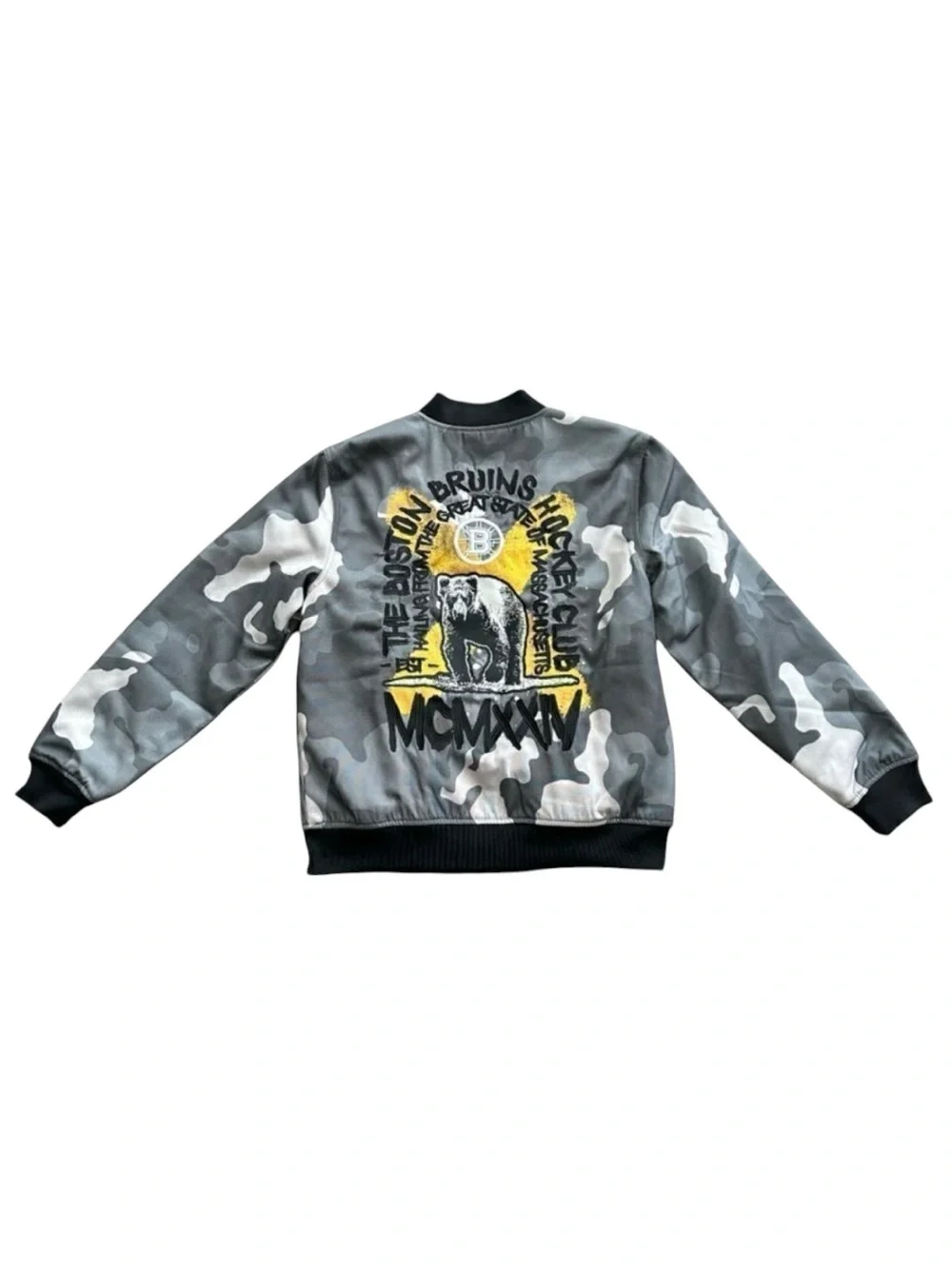 Boston Bruins Camo Bomber Jacket The Wild Collective NHL Mens Small NWT